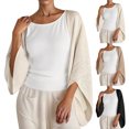 thumbnail image 7 of Women Lightweight Cardigan Open Front 3/4 Sleeve Shawls Wraps Bell Sleeve Kimono Cardigan (Beige XL), 7 of 7