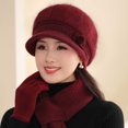 thumbnail image 5 of UTSJKR Winter Hats for Women Windproof Ear Protection Fleece Beret Hat Chunky Knitted Scarf 2 Piece Sets Outdoor Cold Weather Wine, 5 of 8