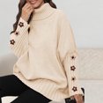 thumbnail image 5 of YueHuiYing Womens Turtleneck Oversized Sweater Chunky Pullover Sweater Casual Fall Loose Knit Jumper Top, 5 of 6