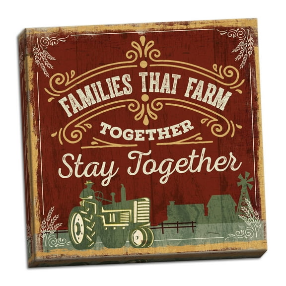 Gango Home Decor Country-Rustic Families that Farm Together by Mollie B. (Ready to Hang); One 12x12in Hand-Stretched Canvas