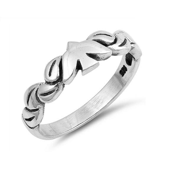 Sterling Silver Dove With Leaves Band Ring
