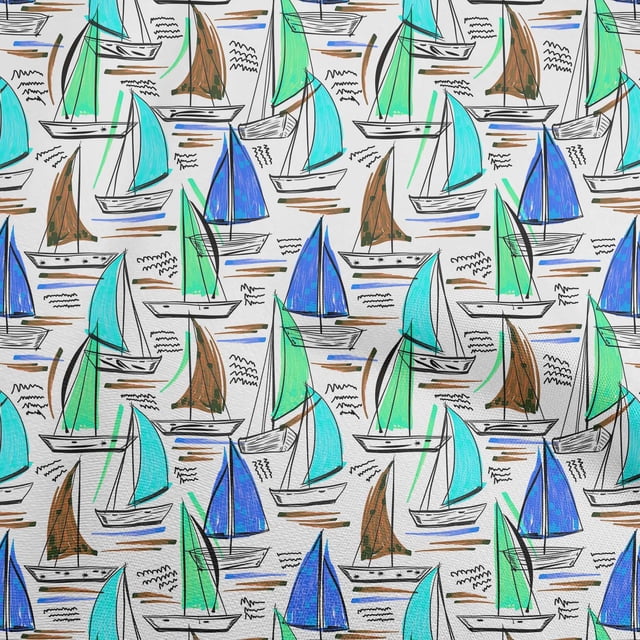 oneOone Rayon Aqua Blue Fabric Beach Boat Sewing Craft Projects Fabric Prints By Yard 56 Inch Wide