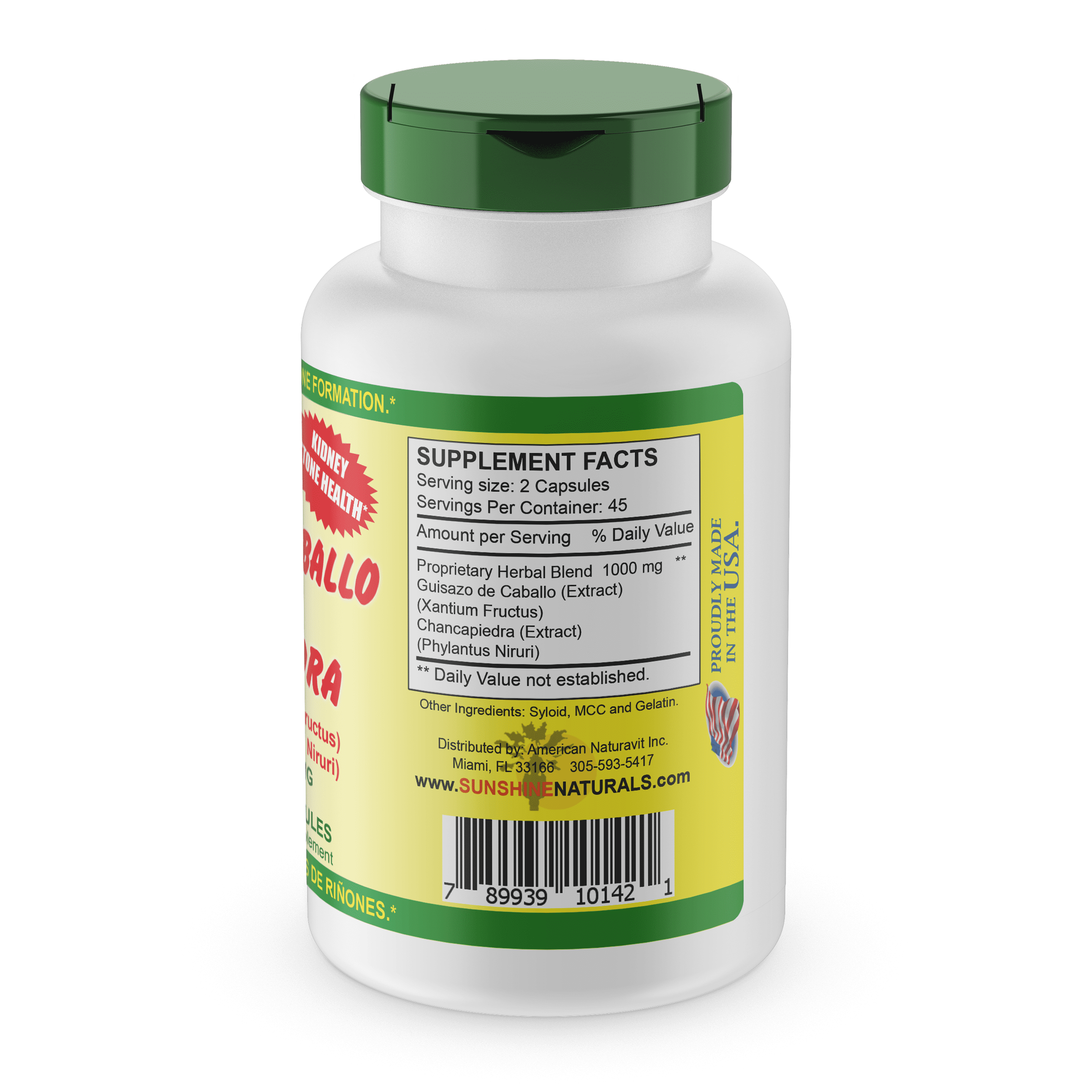 Sunshine Naturals Guisazo de Caballo & Chancapiedra, Kidney Stone Breaker, Dietary Supplement, 3 Pack, 90 Capsules per Bottle