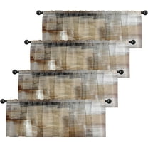 4 Pack Valances Window Treatments, Brown Abstract Modern Art Blackout Drapes Adjustable Curtain for Windows Living Room Kitchen Over Sink, 18x52 Inch Rod Pocket Valances