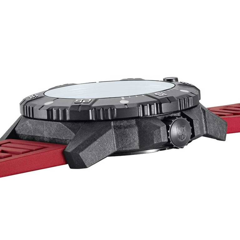 Luminox Men's 3875 Master Carbon Seal Auto Watch, Red Strap