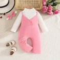 thumbnail image 2 of YWIYIUD Baby Girl Clothes Sets Fall Winter Solid Long Sleeve Ruffle Jumpsuit Spaghetti Strap Overall + Headband Toddler Fall Baby Suspender Overalls Outfits InfantGirl Winter Clothing 2-3 Years, 2 of 4