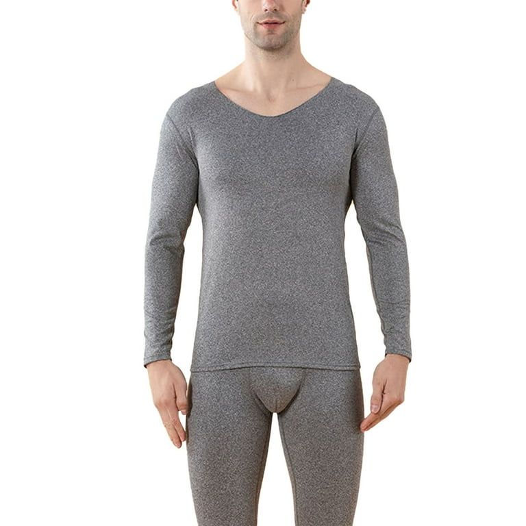 Winter Gray Mens Outfits 2 Piece Dress Constant Temperature Seamless Autumn  Thermal Underwear Set Clothes Trousers Polyester