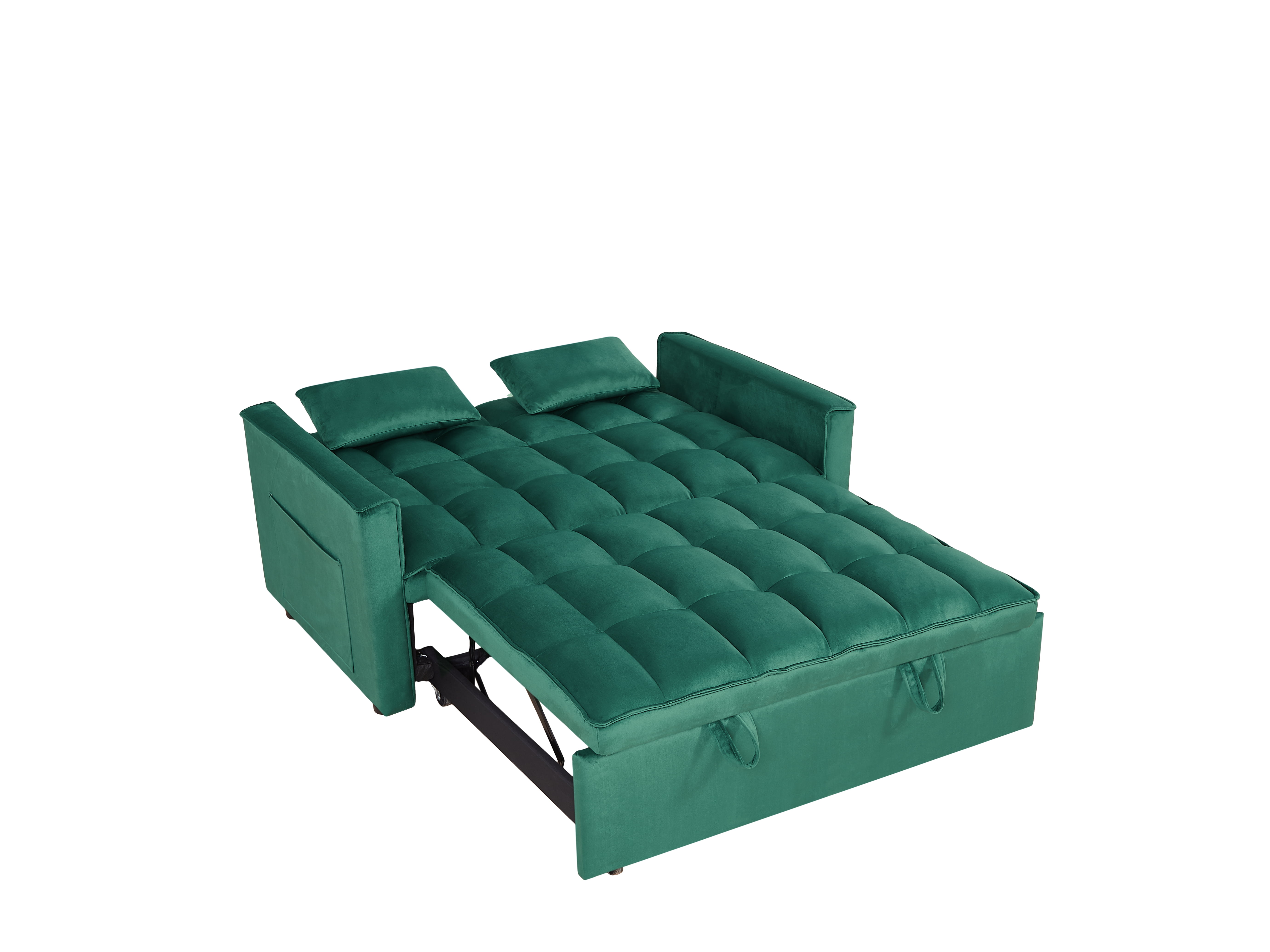 Gewnee 54" Velvet Upholstered Pull Out Sleeper Loveseat for Home,Office,Guest Room.Green