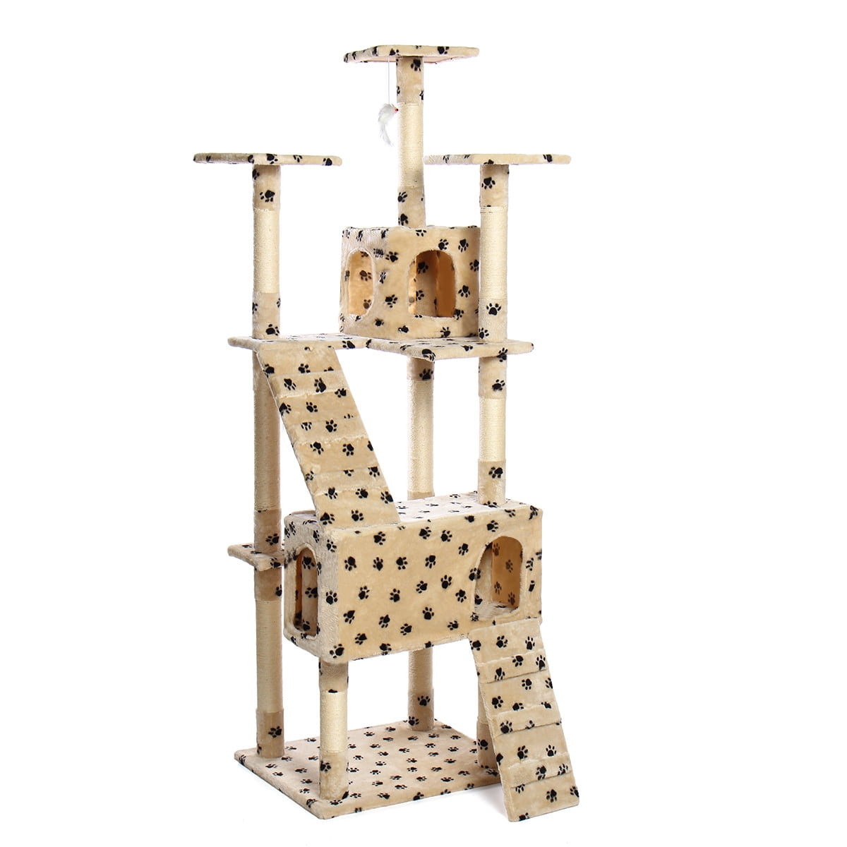 73in Stable Cat Tree Soft Plush Cat Tower Cat Condo Furniture with SisalCovered Climbing