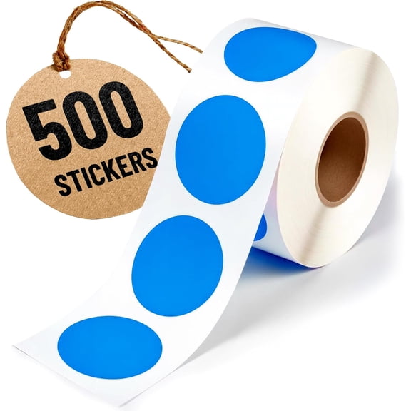 2 Inch Dot Matte Blue Color Code Labels for Color Coding and Organization, Round Coloured Easy Peel Strong Self Adhesive Dot Stickers (500 Stickers Per Roll)