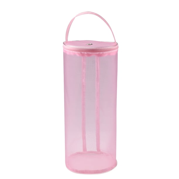 Cateissary Bolsa de almacenamiento de hilo portátil Redonda Malla vacía Bolas de hilo Organizador Cesta Bolsa de asas de hilo de ganchillo - Rosa Artesanía Rosado Cateissary HA3059-03B