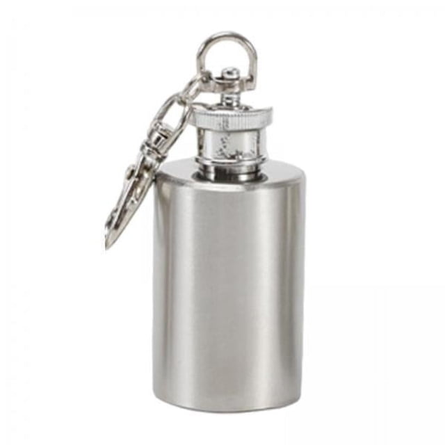 Botella de líquido,Mini frasco con llavero para líquidos,Mini frasco de acero inoxidable a prueba de fugas de 1 ,Frascos de bolsillo de metal para hombres,mujeres y damas de honor,Frascos