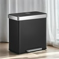 thumbnail image 4 of SONGMICS 16 Gallon (2 x 8 Gallon) Dual Compartment Garbage Can 60L Pedal Recycling Bin 15 Trash Bags Included Black, 4 of 10