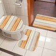 thumbnail image 4 of Orange Nordic Style Stripes Bath Mat 3 Piece Bathroom Rug Set, Orange Grey Texture Non Slip Bath Rug Contour Mat and Toilet Lid Cover, Absorbent Shower Mats Soft Bath Rugs and Mats Sets, 4 of 8