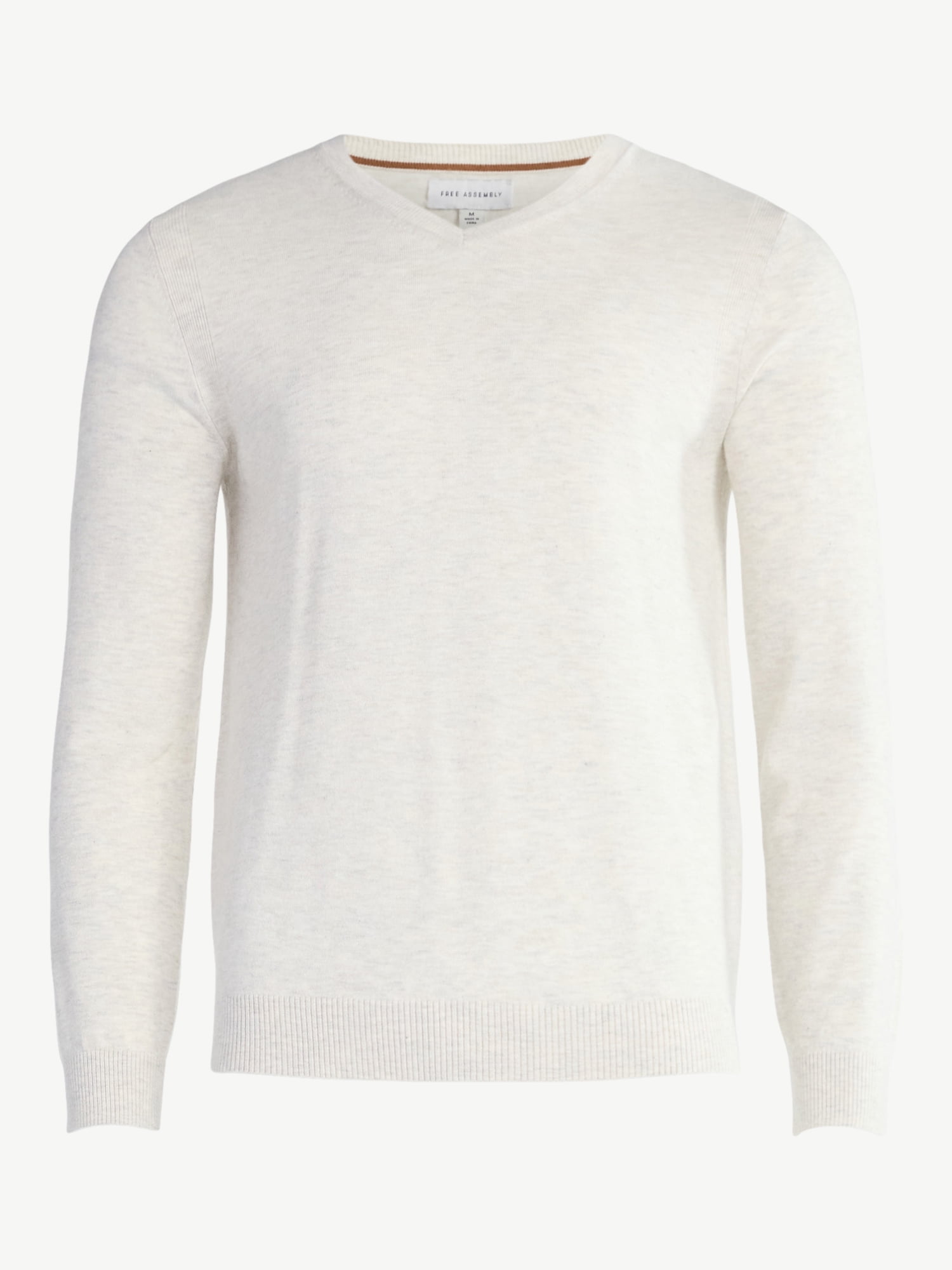 Free Assembly Men's Cozy Yarn Everyday V-Neck Sweater with Long Sleeves, Size XS-3XL