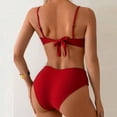 thumbnail image 6 of Womens Bikini Sets V Neck High Cut 2 Piece Swimsuit Tie Back Cheeky Bathing Suit with Metal Ring Red, 6 of 7