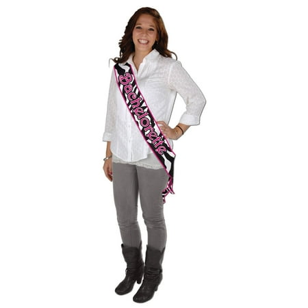 - Club Pack of 6 Pink and Zebra Print Bachelorette Satin Sash