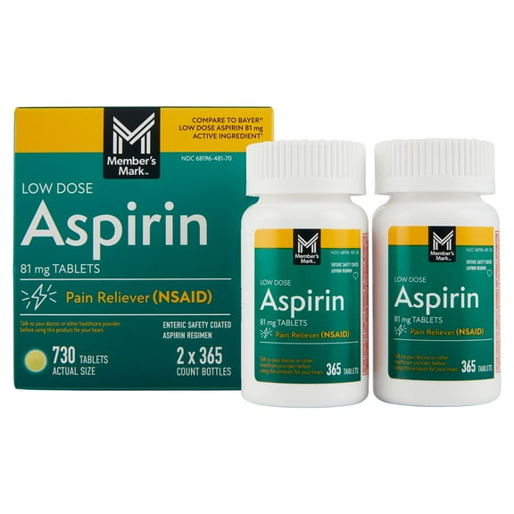 Member’s Mark Low Dose Aspirin Tablets, 81 mg, 730 ct.