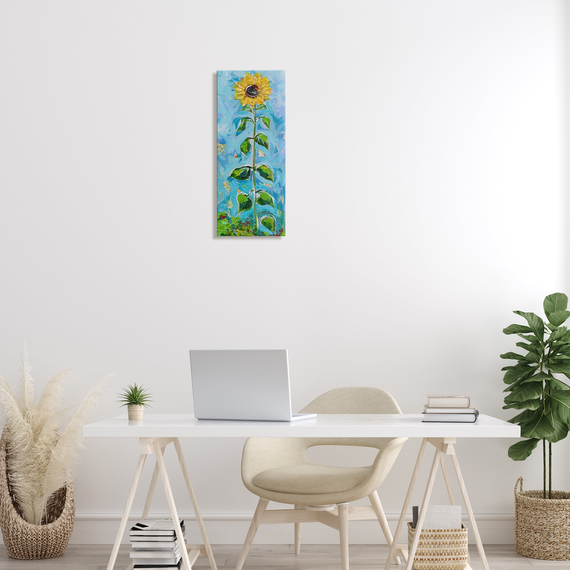 Stupell Industries Tall Looming Sunflower Plants & Flowers Painting Wrapped Canvas Art Print Wall Art, 10 x 24