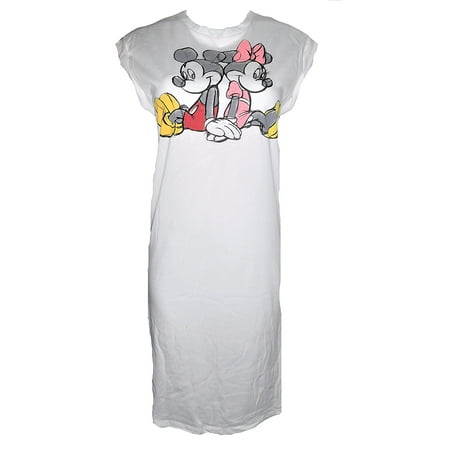 Mickey & Minnie Mouse Juniors T-Shirt Style Cuffed Sleeve Dress 2 (Large) W34