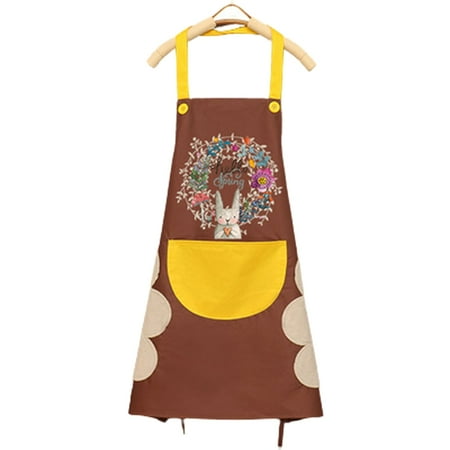 

HOVTOIL Apron Wipeable Waterproof Oil-Proof Cartoon Wreath Rabbit Kitchen Nail Shop Apron