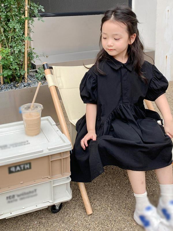 Seyurigaoka Girls  Organic Cotton Long-Sleeve Dresses Toddler Baby Girl Basic Plain Ruffle Shirt Tunic Dess 1 Piece Outfits