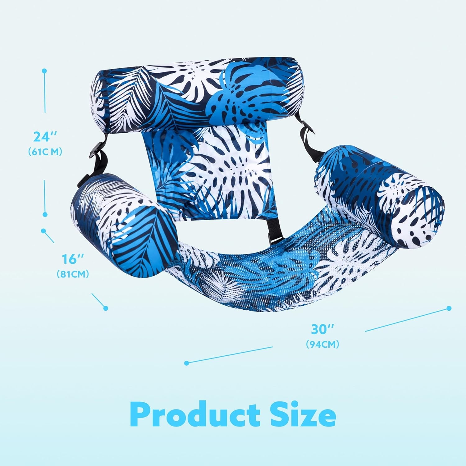 Joyfy Pool Chairs,Pool Floats for Adult,Blow up Water Chairs Noodles rafts for Party Summer Water Beach Fun, Blue Leaves