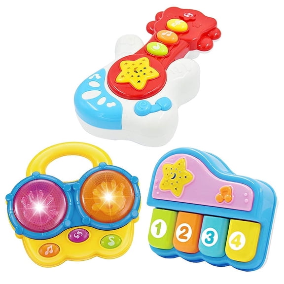 WEofferwhatYOUwant Music Toy Set - Bongo Drums, Piano, and Guitar - 3 Piece