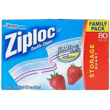 Ziploc Storage Bags Family Pack Quart Size, 80 count