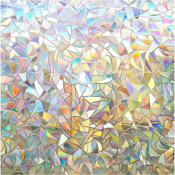 Rabbitgoo Window Privacy Film Rainbow Window Clings 3d Decorative Window Vinyl Stained Glass Window Decals Static Cling Window Sticker Non Adhesive 23 6 X 78 5 Inches Walmart Com
