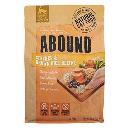 Abound Grain Free Natural Adult Cat & Kitten Dry Food  Chicken & Brown Rice  3.5 lbs