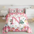 thumbnail image 2 of Manfei Girly Pink N Queen Comforter Set for Kids, Kawaii Monogrammed Bedding Sets, Merry Christmas Reversible Bedding Comforter Set, Microfiber Bedroom Decor, 3 Pieces, 2 of 8