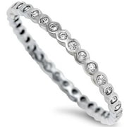 All In Stock Round CZ Eternity Stackable Ring Sterling Silver Size 2
