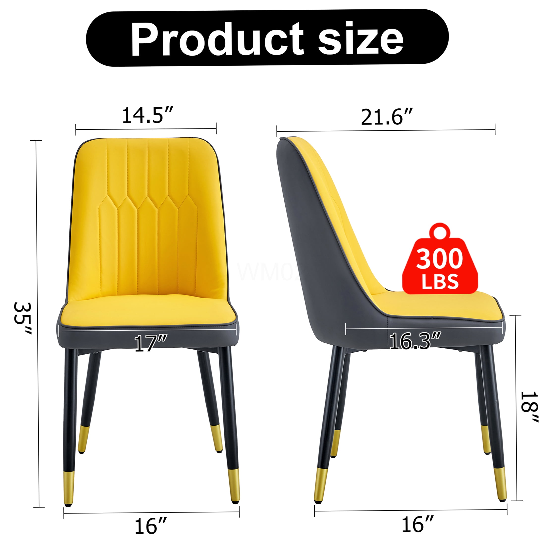 Modern Dining Chairs Set of 4, PU Leather Upholstered Side Chairs with Black Metal Legs for Kitchen Dining Room Office