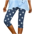 thumbnail image 6 of Xdegoge High Waisted Capri Leggings for Women Star Printed Cropped Yoga Pants Faux Jean Stretchy Workout Tights Slim Fit Athletic Activewear for Running Gym Fitness, 6 of 7