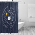 thumbnail image 2 of Yayeee Shower Curtain with Hooks 72"x72" Waterproof Fabric Bathroom Hanging Decor, White Cat Planet, 2 of 5