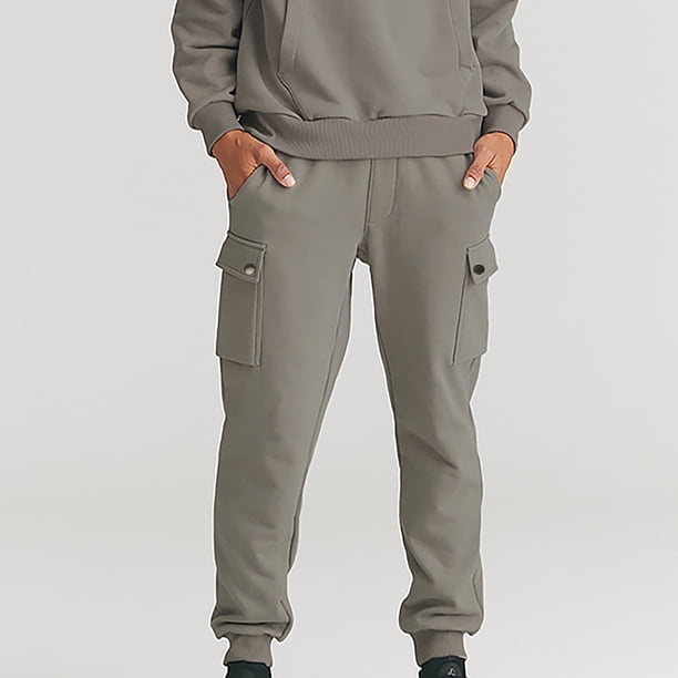 Pantalones largos de moda para hombre, con cordón, cintura elástica, color sólido, informales, largos, para hombre