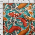 thumbnail image 2 of oneOone Cotton Jersey Turquoise Blue Fabric Koi Fish Ocean Quilting Supplies Print Sewing Fabric By The Yard 58 Inch Wide, 2 of 4