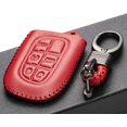 thumbnail image 5 of Vitodeco Genuine Leather Smart Key Fob Case Cover Protector for 2014-2018 Jeep Cherokee, 2013-2017 Ram 1500, 2500, 3500 (5 Buttons, Red), 5 of 6