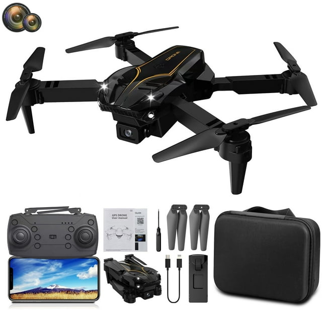 Drone con cámara HD de 1080P y video en vivo, gran angular de 120°, cuadricóptero plegable con flujo óptico, regalo para principiantes, vuelo estacionario estable con wifi, seguimiento automático, tra