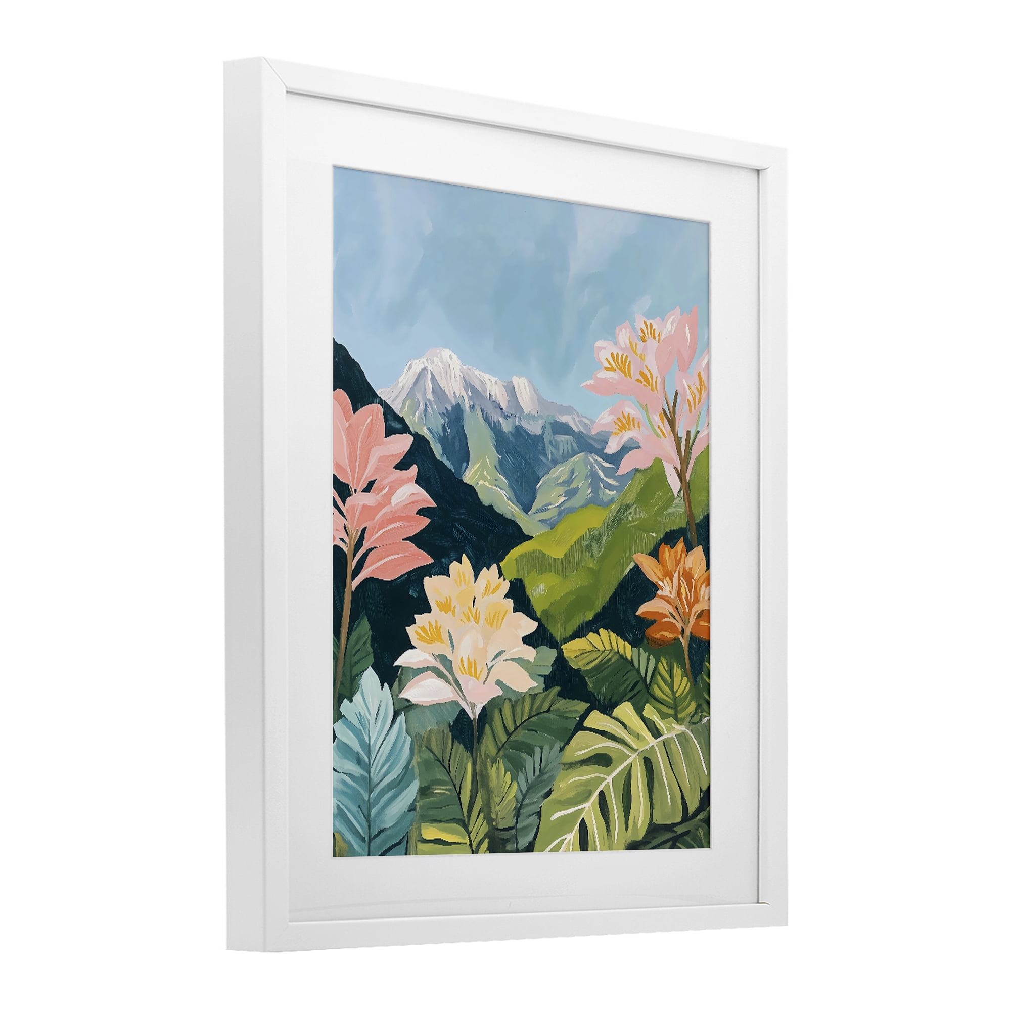 Stupell Industries Tropical Mountain Landscape White Framed Print Under Glass, design by The Prints Vibe