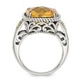 thumbnail image 2 of 14K Two-Tone Gold Ring Band Gemstone Yellow Citrine Cushion, 2 of 6