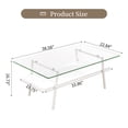 thumbnail image 6 of Gzxs 38.58 Inch Rectangle Glass Coffee Table, 2-Tier Modern Tea Table Cocktail Table with White Metal Legs for Living Room, Home Office, 6 of 7