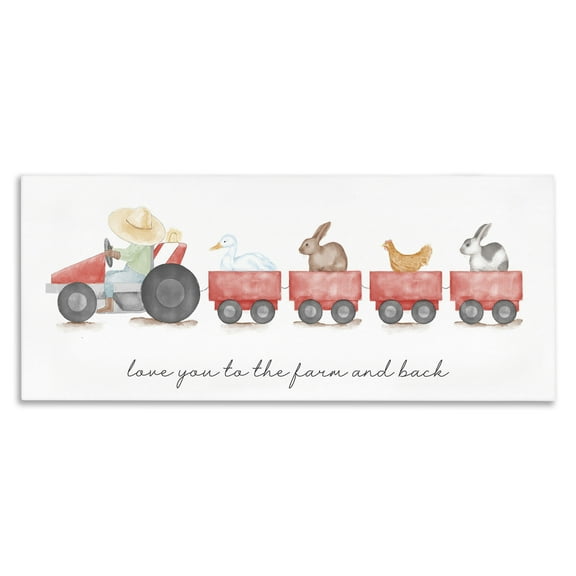 Stupell Industries Love You Farm & Back Animals & Insects Painting Gallery Wrapped Canvas Art Print Wall Art, 24 x 10