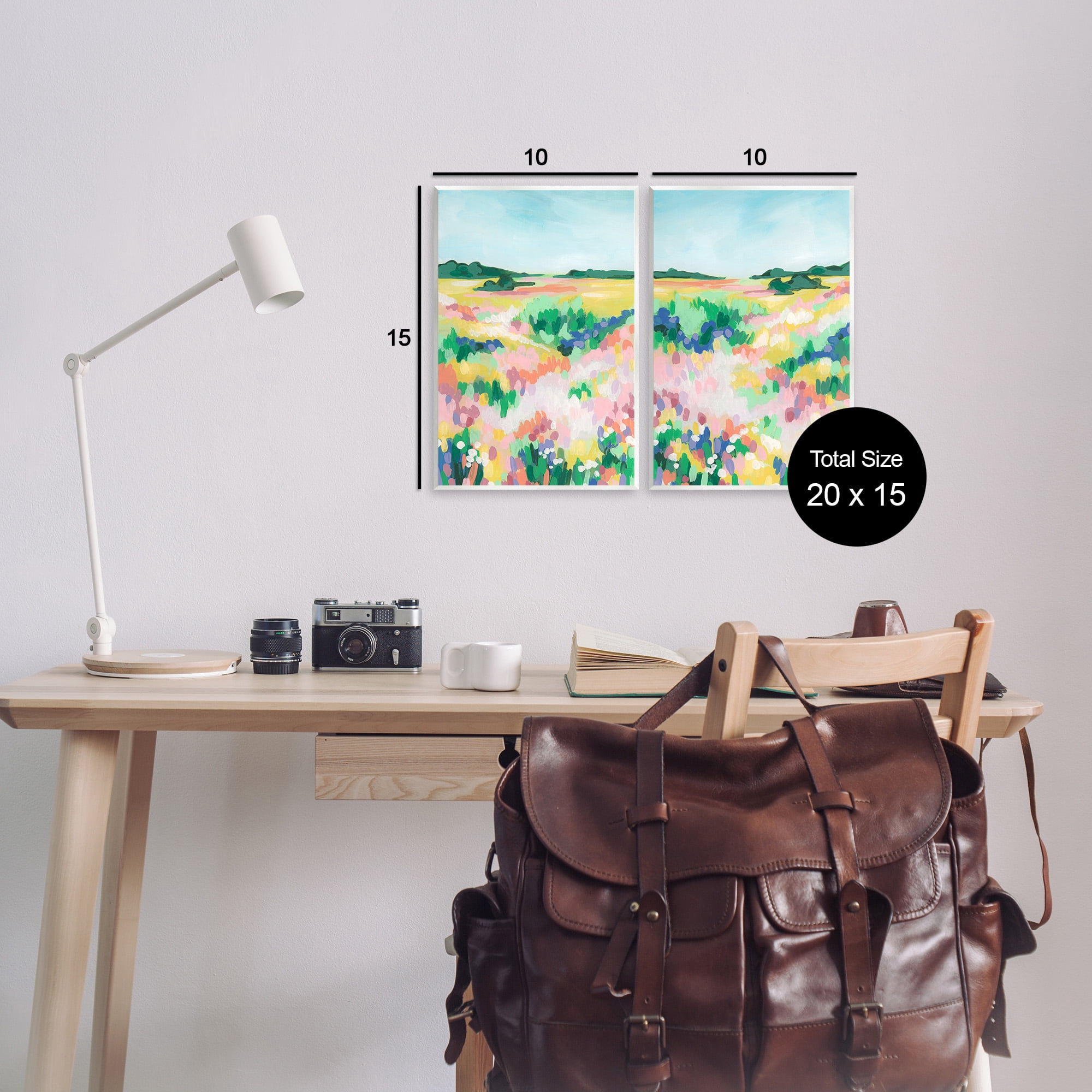 Stupell Industries Modern Country Meadow Landscape Painting Unframed Art Print Wall Art, 10 x 15, Set of 2
