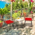 thumbnail image 4 of Gymax Ensemble de Conversation de Patio en Rotin 3 Pcs, Style Bistro, avec Coussins Rouges, 4 of 10
