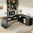 thumbnail image 6 of Tribesigns 78-Inch L-Shaped Executive Desk, Large Office Desk with Drawers and Lateral File Cabinet, Modern Computer Desk for Home Office, Gray & Black, 6 of 7