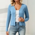 thumbnail image 2 of Cardigan For Women Solid Ribbed Knitted Long Sleeve Button V Neck Slim Light Weight Cardigan, 2 of 4
