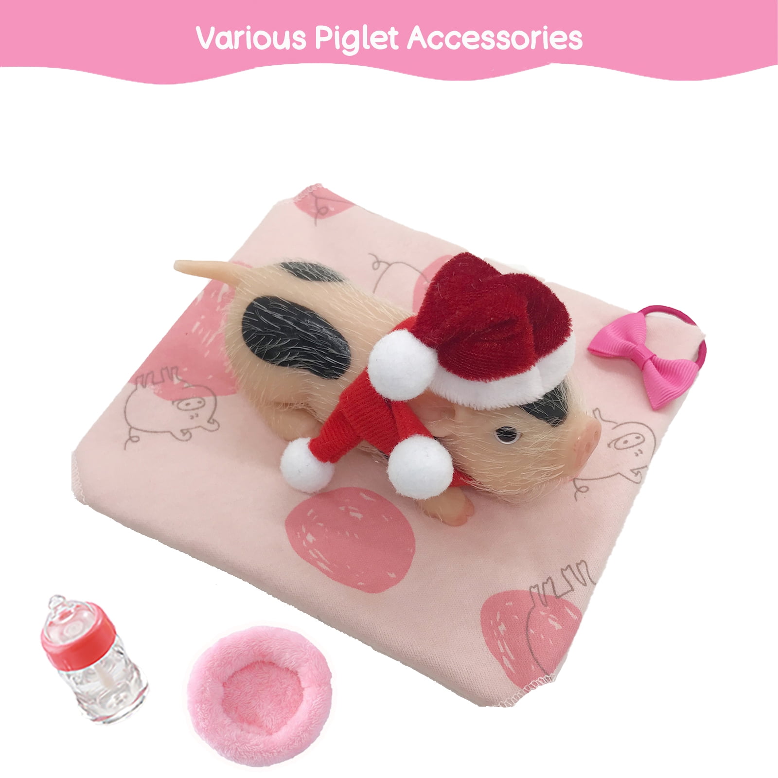 VOLOBE 5 Inches Silicone Piglet, Soft Mini Realistic Silicone Animals, Gift  Box with Amazing Silicone Piglet Accessories, Kids Lifelike Reborn