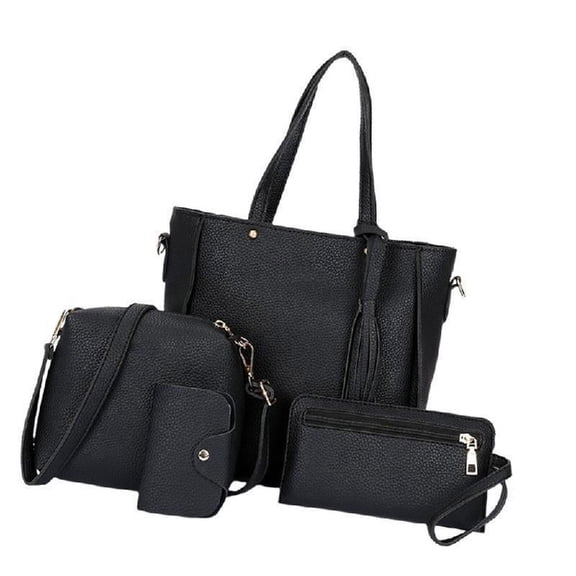 SIEYIO Delicate 4Pcs PU Purse Set for Women Large Capacity Shoulder Purse Casual Handbag Crossbody Bags